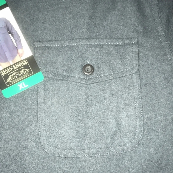 GRIZZLY MOUNTAIN 100% cotton long sleeve button up shacket dark gray NEW size XL - Picture 5 of 11